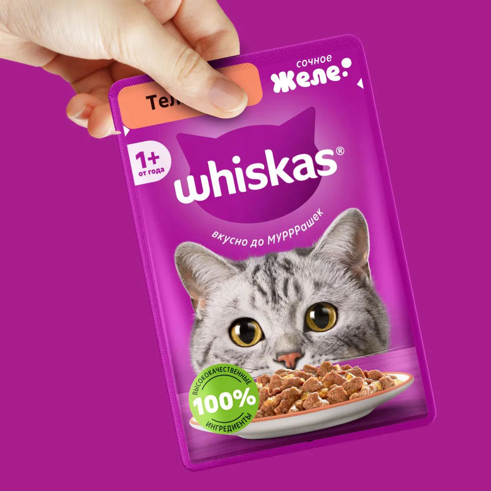 Влажный Корм Для Кошек Whiskas (Вискас) Форель и Лосось в Желе 75г