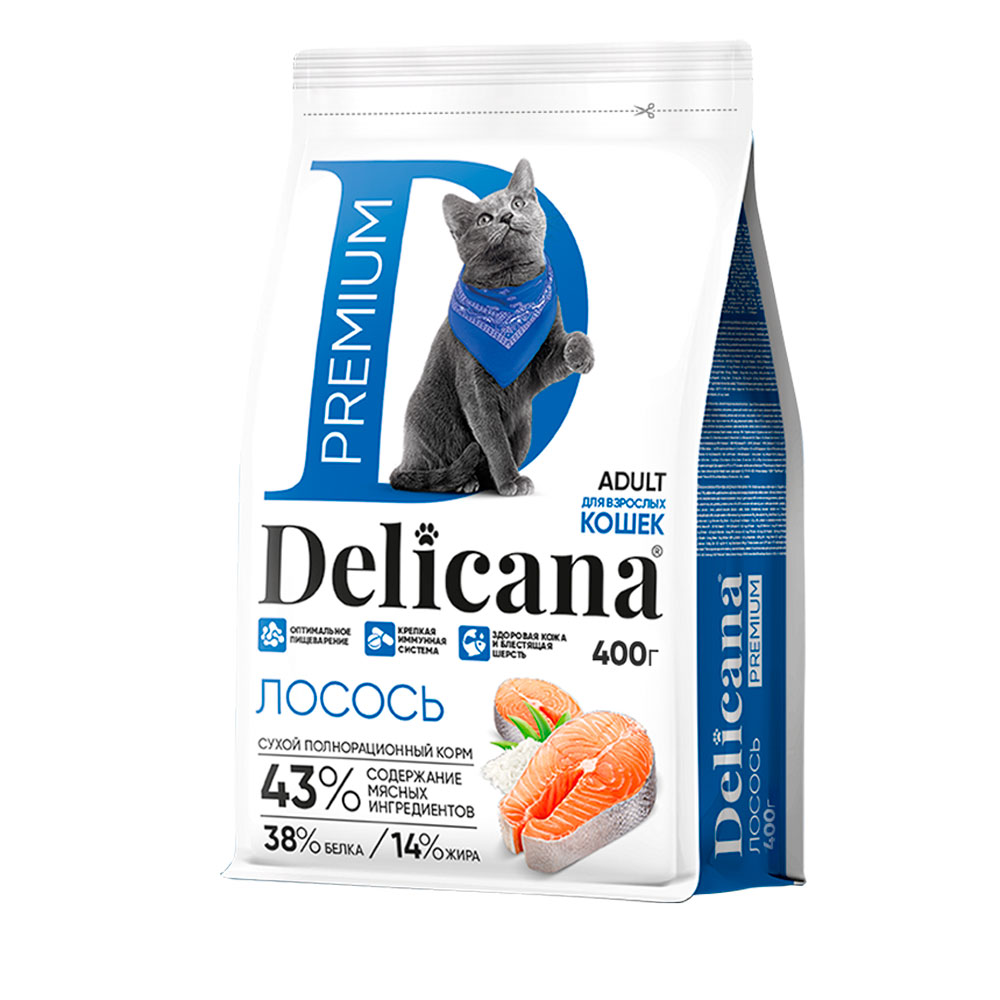 Сухой Корм  Delicana (Деликана) Для Кошек Лосось 400г 93174