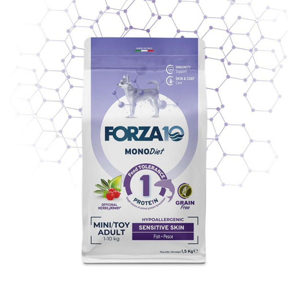 Сухой Корм Forza (Фроза) 10 Dog Mini Toy Monodiet Grain Free Для Собак Мелких Пород Чувствительная  Кожа Рыба 1,5кг 13444