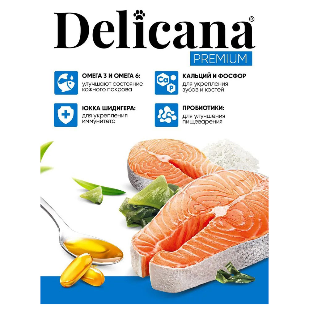 Сухой Корм Delicana (Деликана) Для Собак Мелких Пород Лосось и Рис 400г 92621