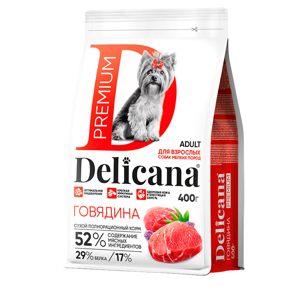 Сухой Корм Delicana (Деликана) Для Собак Мелких Пород Говядина 400г 92638