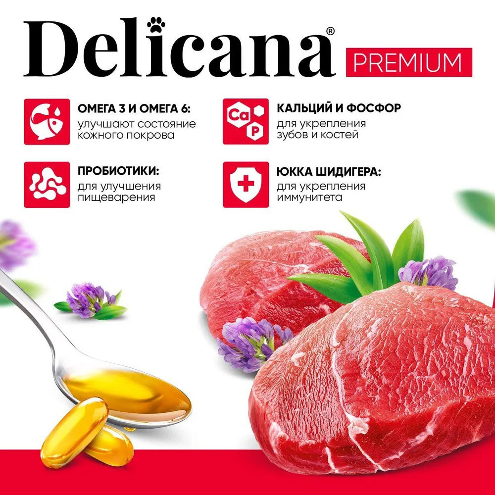 Сухой Корм Delicana (Деликана) Для Щенков Мелких Пород Говядина 1,5кг 92986