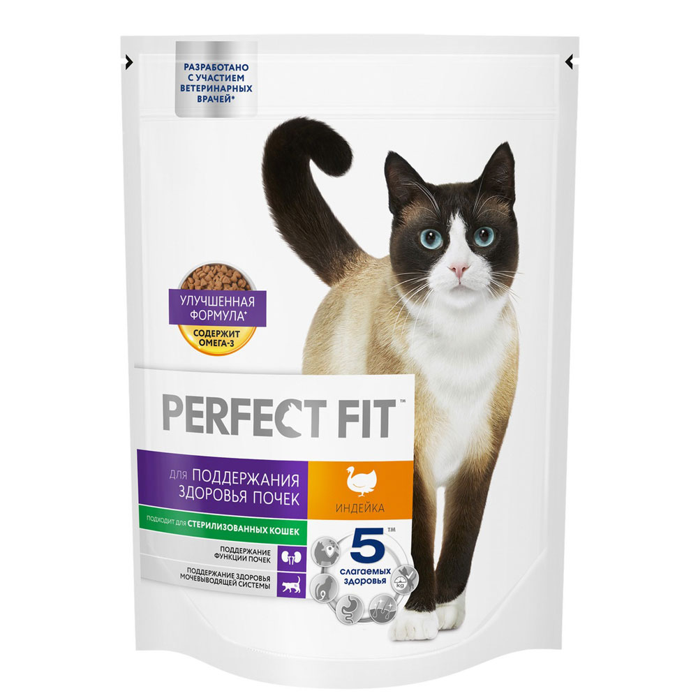 Сухой Корм Perfect Fit (Перфект Фит) Для Кошек Здоровые Почки Индейка 650г