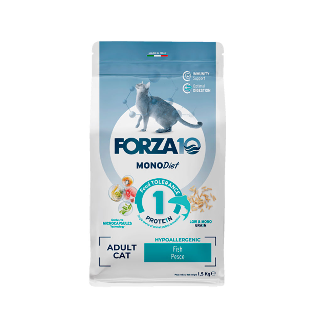 Сухой Корм Forza 10 (Форза 10) Для Кошек Монобелковый При Аллергии Рыба Cat Monodiet Low Grain 1,5кг 11823