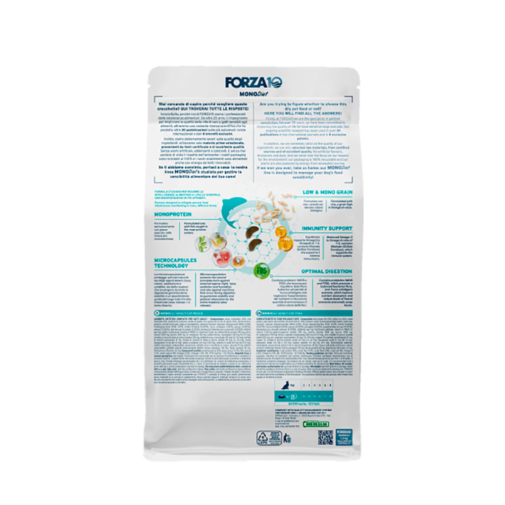 Сухой Корм Forza 10 (Форза 10) Для Кошек Монобелковый При Аллергии Рыба Cat Monodiet Low Grain 1,5кг 11823