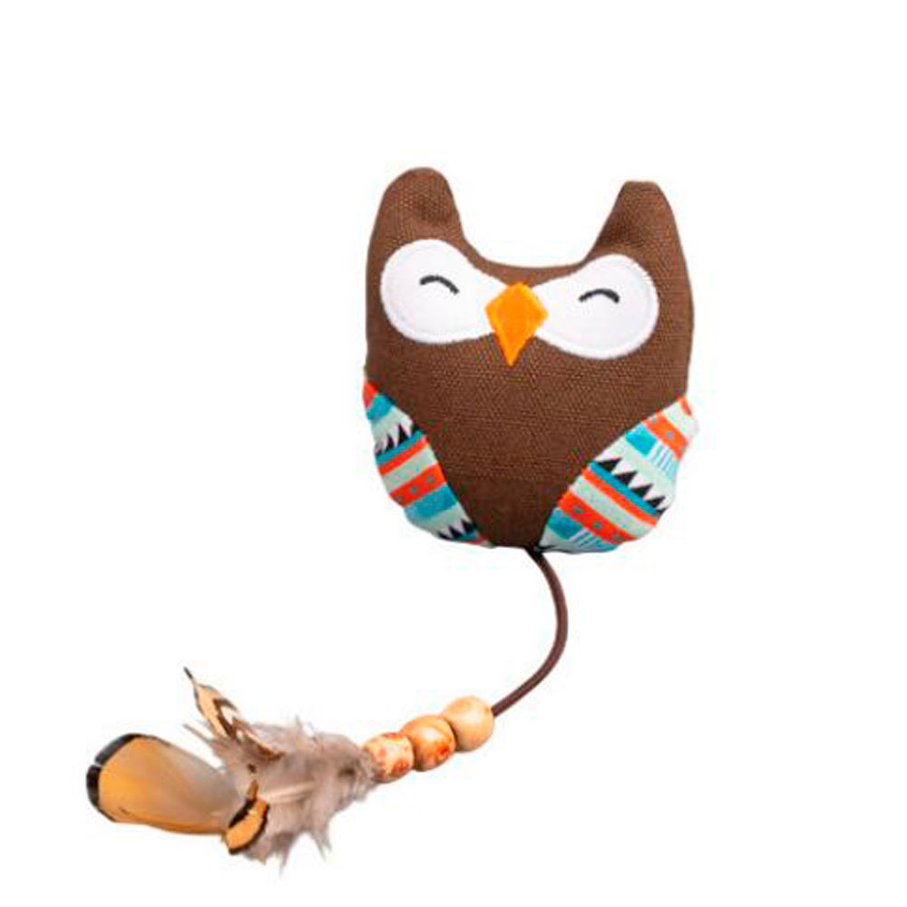 Игрушка Nunbell (Нанбелл) Для Кошек Совушка с Пером и Бусинками Мягкая 27/10*8*3см 2025-2560