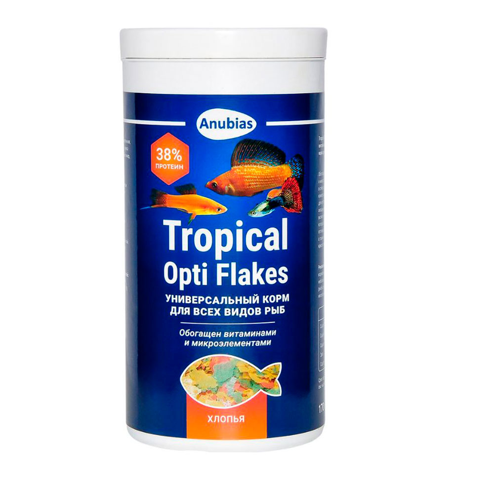 Корм для Рыб Anubias (Анубиас) Tropical Opti Flakes Хлопья 1000мл 170г An-088030