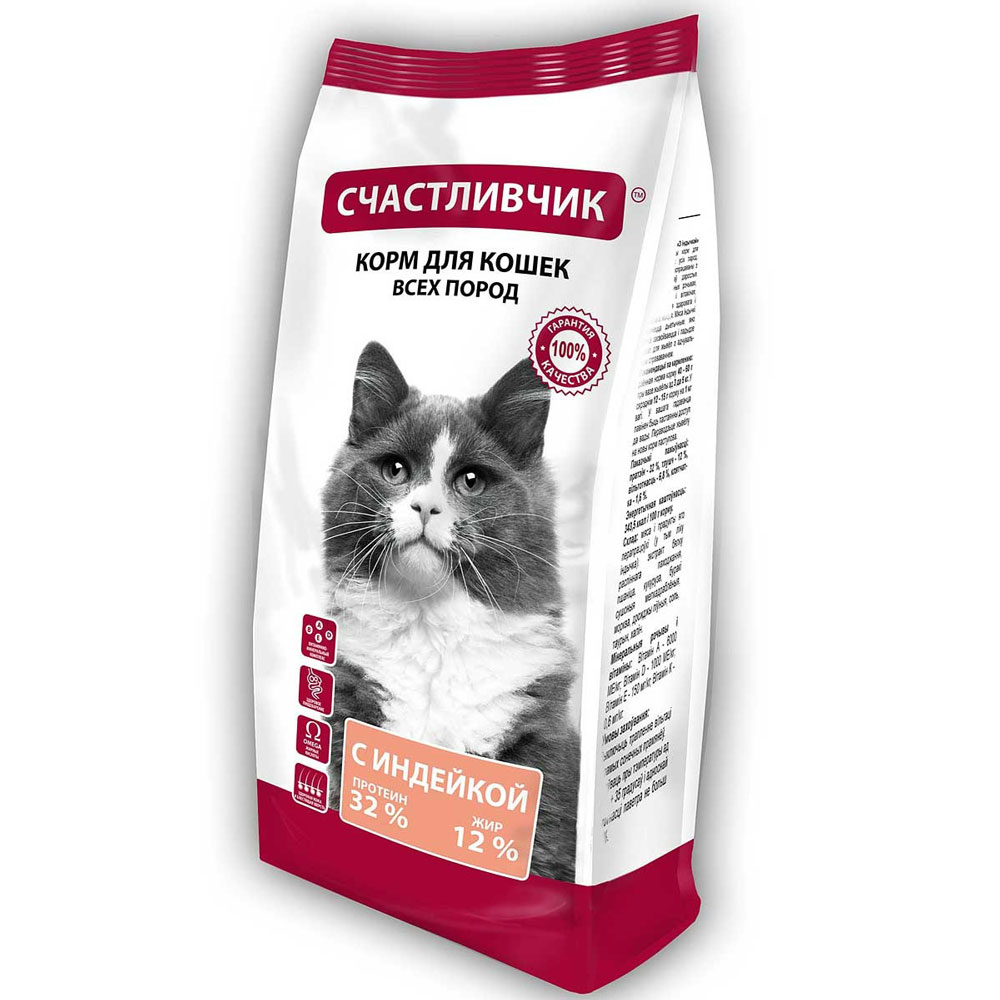 Сухой Корм Счастливчик Для Кошек Индейка 400г  4564