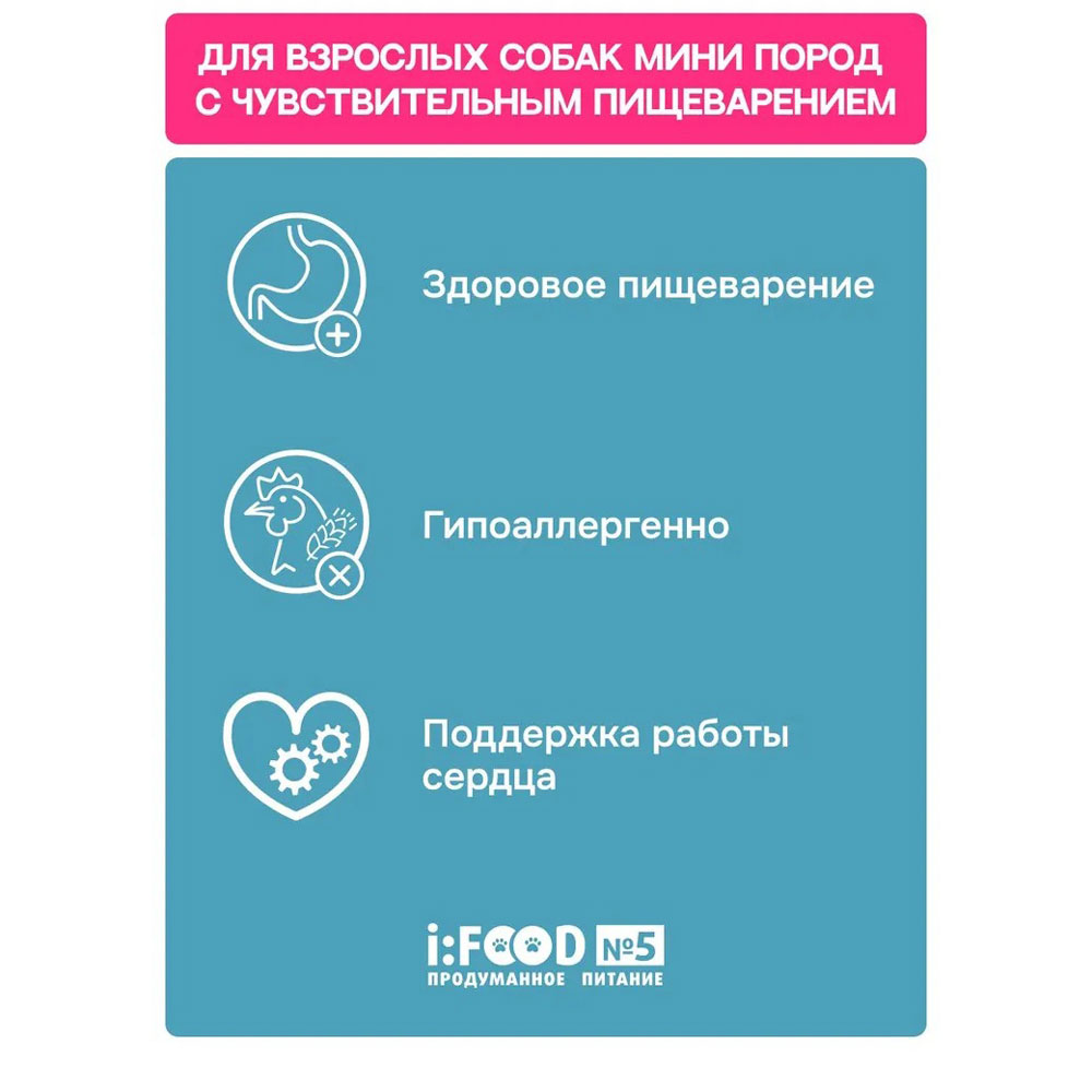 Сухой Корм Molina (Молина) Adult Mini Sensitive Для Собак Мелких Пород с чувствительным Пищеварением  Ягненок и Индейка 800г 1060864