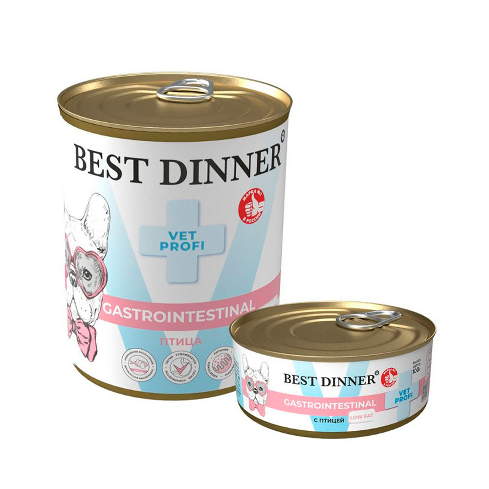 Консервы Best Dinner (Бест Диннер) Vet Profi Gastrointestinal Low Fat Для Собак Лечение Болезней ЖКТ Птица 100г