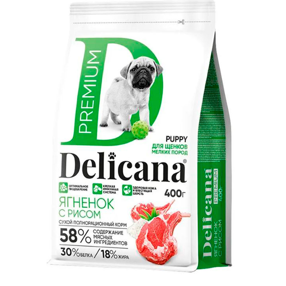 Сухой Корм Delicana (Деликана) Для Щенков Мелких Пород Ягненок и Рис 400г 92962