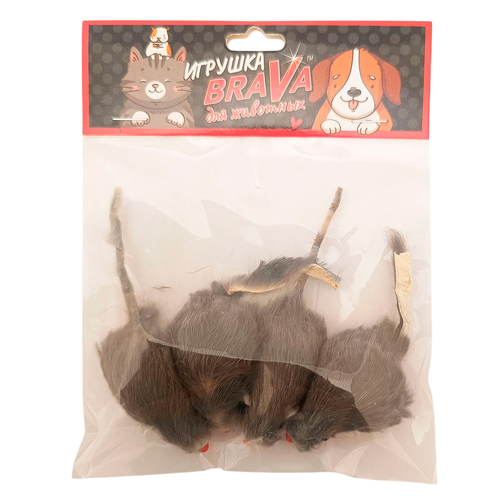 Игрушка Для Кошек Brava (Брава) Мышь Серая 5см Натуральный Мех Кролика 5100 4шт