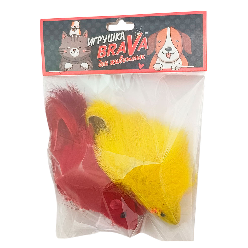 Игрушка Для Кошек Brava (Брава) Мышь Цветная 10см 2шт Натуральный Мех Кролика 5103