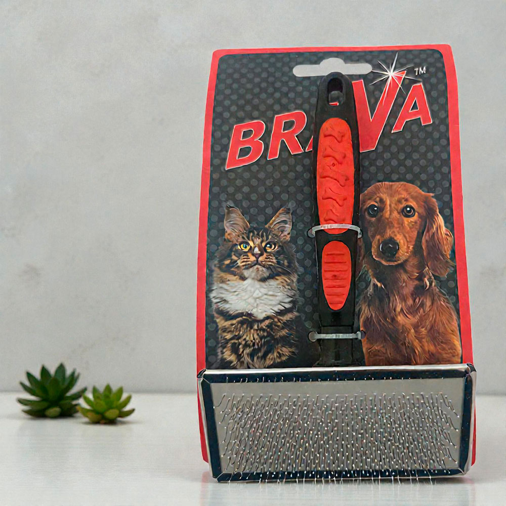 Пуходерка Для Кошек и Собак Brava (Брава) Пластиковая Ручка 18*11см 9801g
