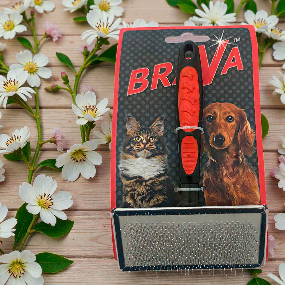 Пуходерка Для Кошек и Собак Brava (Брава) Пластиковая Ручка 18*11см 9801g