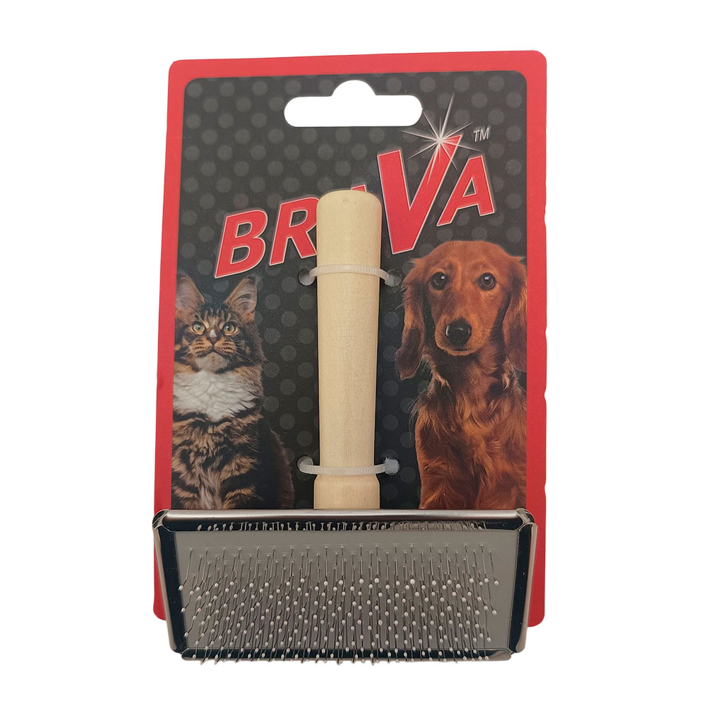 Пуходерка Для Кошек и Собак Brava (Брава) Деревянная Ручка Средняя 12*9см 9502