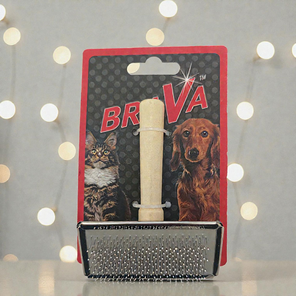 Пуходерка Для Кошек и Собак Brava (Брава) Деревянная Ручка Средняя 12*9см 9502