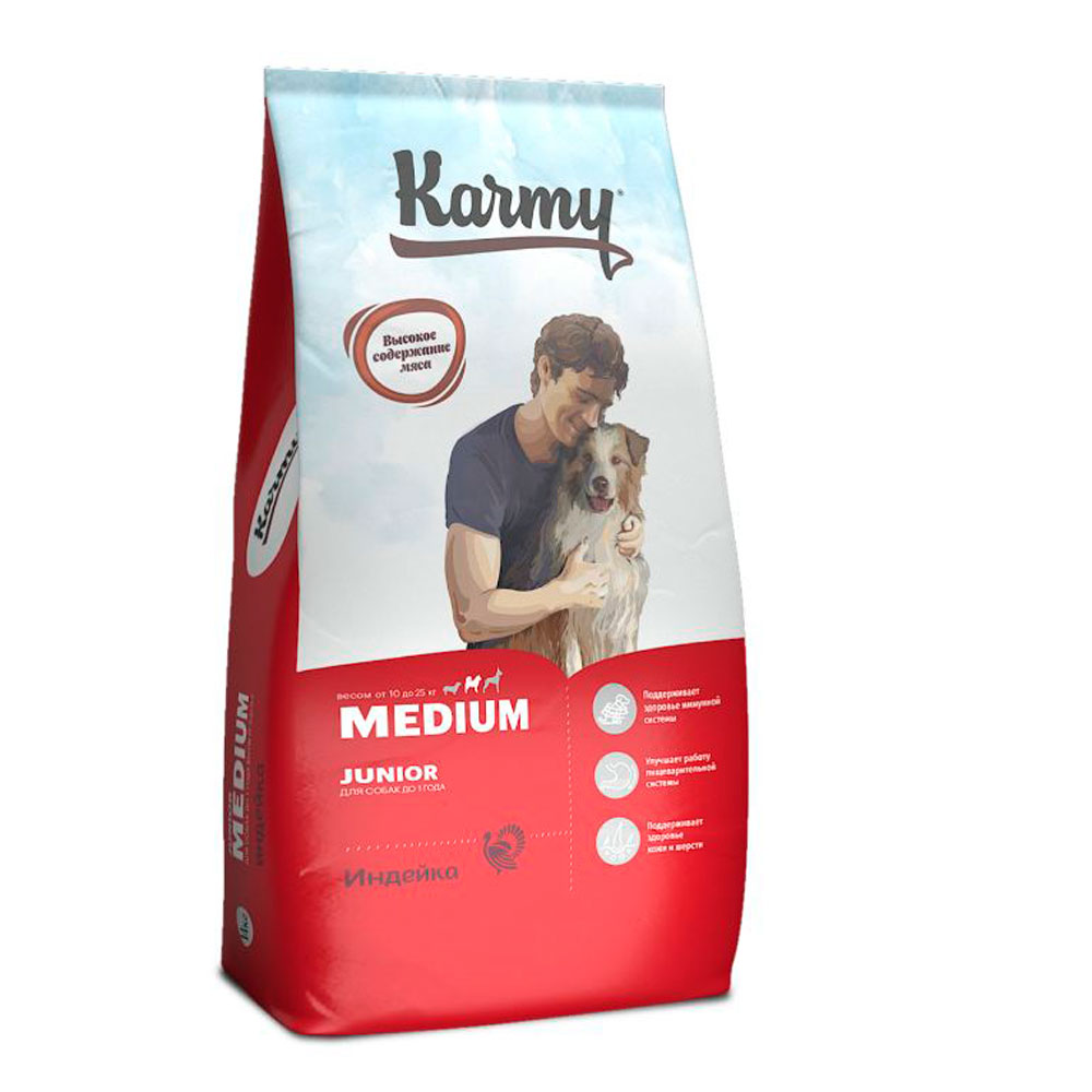 Сухой Корм Karmy (Карми) Medium Junior Для Щенков Средних Пород Индейка 14кг Н