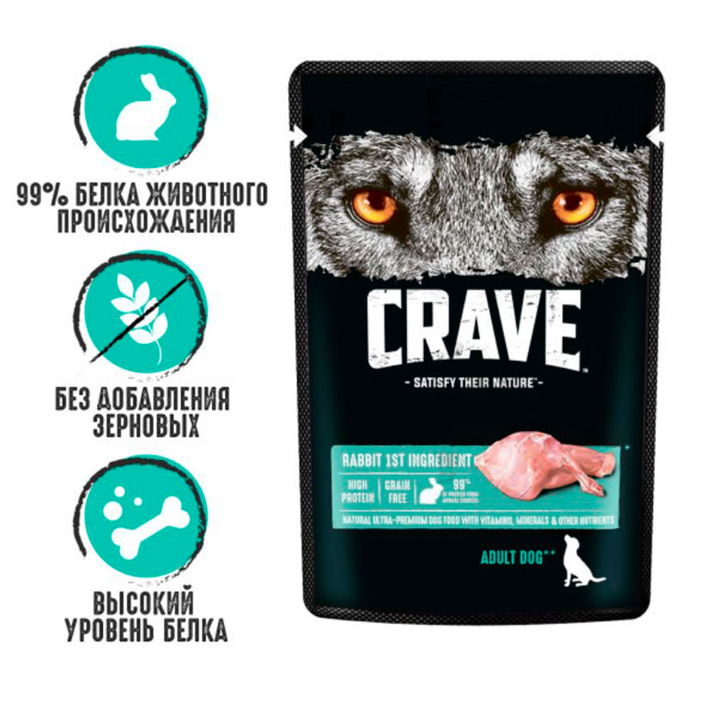 Влажный Корм  Crave (Крэйв) Для Собак Кролик в Желе 85г