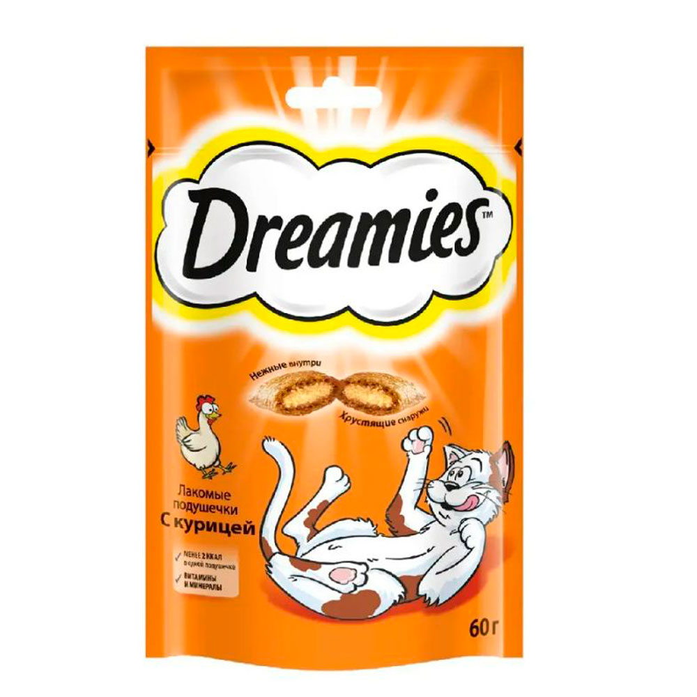 Лакомство Для Кошек Dreamies (Дримис) Лакомые Подушечки Курица 60г