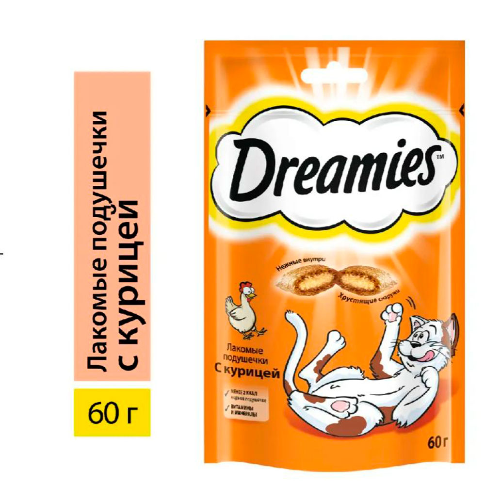 Лакомство Для Кошек Dreamies (Дримис) Лакомые Подушечки Курица 60г