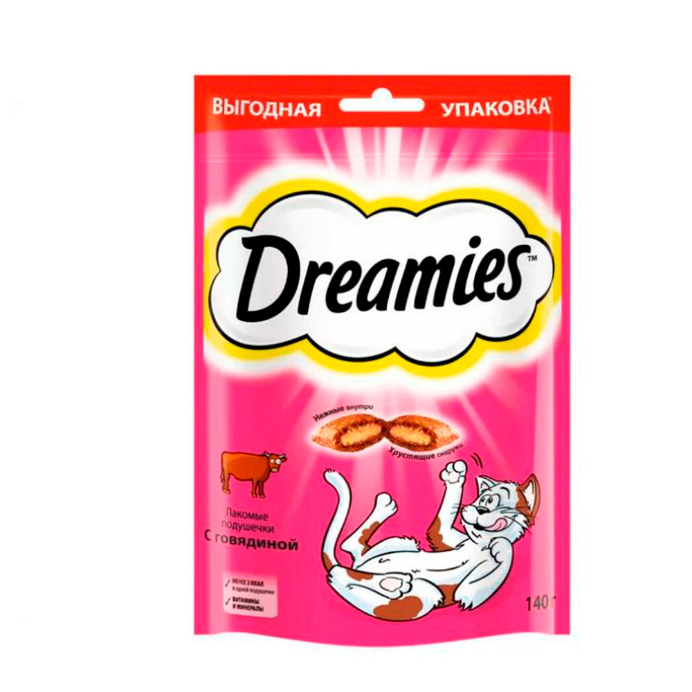 Лакомство для Кошек Dreamies (Дримис) Лакомые Подушечки Говядина 140г