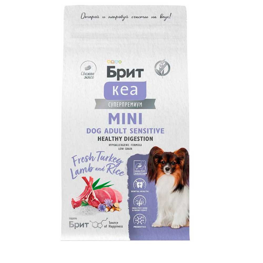 Корм Сухой Брит Кеа Mini Dog Adult Sensitive Healthy Degistion Для Собак Миниатюрных Пород Индейка, Ягненок и Рис  1,5кг  6010759