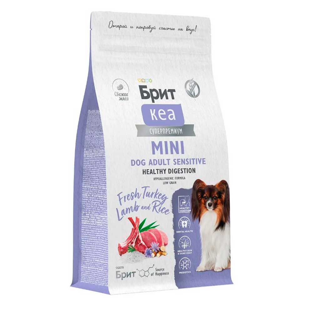 Корм Сухой Брит Кеа Mini Dog Adult Sensitive Healthy Degistion Для Собак Миниатюрных Пород Индейка, Ягненок и Рис  1,5кг  6010759