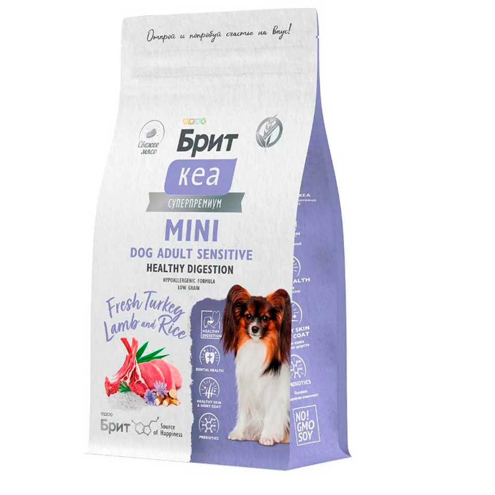 Корм Сухой Брит Кеа Mini Dog Adult Sensitive Healthy Degistion Для Собак Миниатюрных Пород Индейка, Ягненок и Рис  1,5кг  6010759